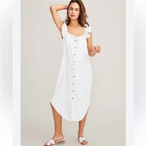 Hatch The Jenna Striped Maternity Dress White Pinstripe Button Front 2 6-8 M